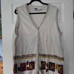 Embroidered Button-Up Vest